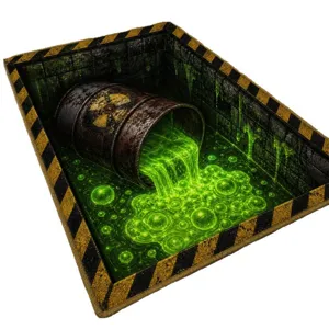 3D illusion Halloween toxic waste rug, creative non-slip floor mat for bedroom and living room decor.