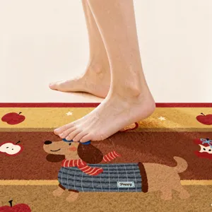 Cartoon animal absorbent floor mat, thick plush non-slip door rug for bathroom and home use.
