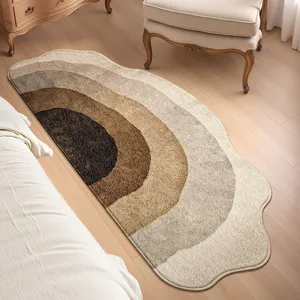 Primer plano de la alfombra de cabecera suave degradada marrón estilo wabi-sabi, acogedor.
