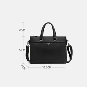 Borsa portatile da lavoro in vera pelle per uomo, grande capacita elegante cartella aziendale.