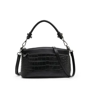 Genuine leather women shoulder bag casual crossbody handbag multi-compartment commuter purse.