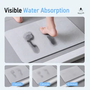 Alfombra de suelo absorbente gris, felpudo de baño secado rápido, antideslizante.