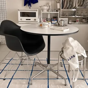 Blue grid imitation cashmere rug detail, soft plush floor mat for living room and bedroom decor.