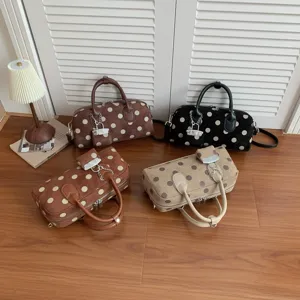 Korean style polka dot handbag stylish shoulder crossbody commuter tote bag for women daily use