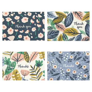 Handpainted Floral Thank You Cards Blank Greeting Cards Gift Decoration Cards For Blessing Message Notes