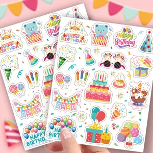 Cartoon Happy Birthday Stickers Die Cut Self Adhesive Sticker Decals For Party Gift Sealing Decoration