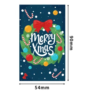 Christmas greeting card 90x54mm holiday gift decorative card with merry xmas wreath design