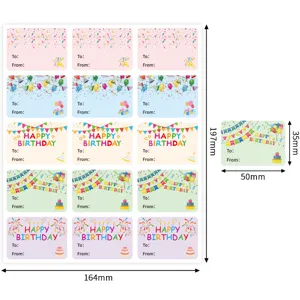 150pcs Autocollants Joyeux Anniversaire Dessin Anime Enfant Fete Etiquettes Cadeau