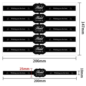 Black baking sealing stickers long rectangular labels handmade sweet packaging decor labels.