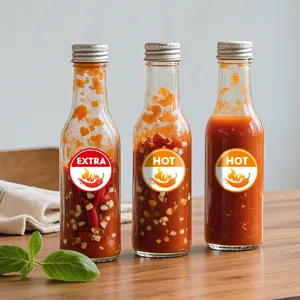 Spicy level indicator sticker set for food and restaurant labeling, 120 pieces per pack.