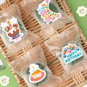 Birthday stickers cartoon decorative sealing adhesive labels for party celebration gift wrapping.