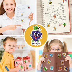 Waterproof cute cartoon English reward stickers for kids, self-adhesive children encouragement decals.