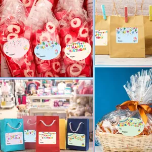 Autocollants joyeux anniversaire étiquettes pour cadeau de fête d'enfants emballage