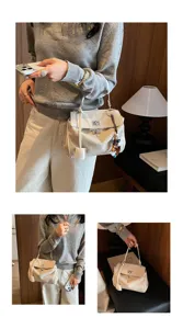 Elegante Damen Handtasche aus Canvas und Leder, schicke Schultertasche für Arbeit.