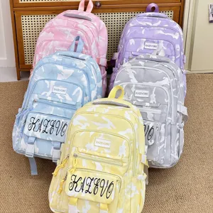 Cute camouflage casual student backpack large capacity multi-color school bag for women