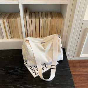 Grote capaciteit casual canvas schoudertas lichte sport reizen messenger tas in wit