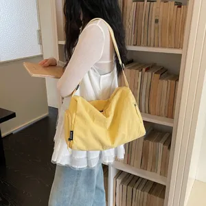 Grote gele casual crossbody tas, lichte schouder reistas voor dagelijks comfortabel gebruik.