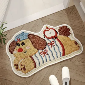 Cartoon Animal Diatomite Bath Mat Non Slip Absorbent Floor Mat Cute Bear Dog Cat Pattern Washable Carpet For Bathroom