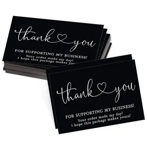 50pcs Black Thank You Cards for Business Packaging Gift Wrapping and Message Notes