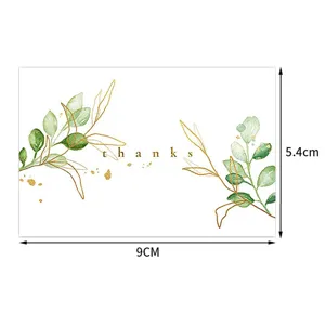 Grüne Pflanzen Dankeskarte mit Aquarellblättern, 9x5,4 cm Grußkarte für Geschenkverpackung.
