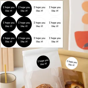 Black And White Round English Sealing Stickers Coated Paper Adhesive Labels For Bakery Bread Bags Gift Decor