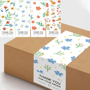 Autocollants de Scellement de Remerciement Floraux Minimalistes Rectangulaires en Papier Couché Étiquettes Adhésives Pour Décoration d'Emballage de Boîte Cadeau