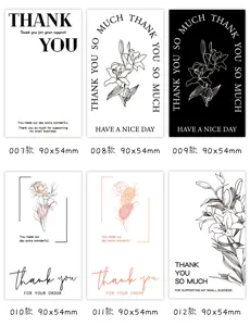 Minimalist Thank You Cards Business Packaging Sealing Stickers 90x54mm Floral Design