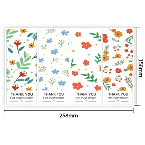 Autocollants de remerciement floraux frais rectangulaires pour emballage de boîtes 52pcs