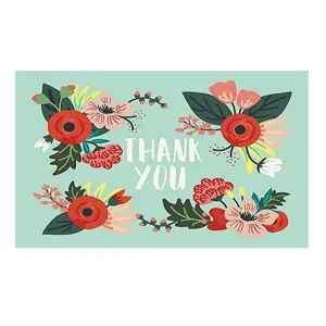 Floral thank you card detail view, decorative greeting insert for gift packaging design.