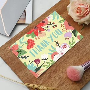 Floral Thank You Greeting Card Decorative Note Card for Gift Packaging and Message Writing