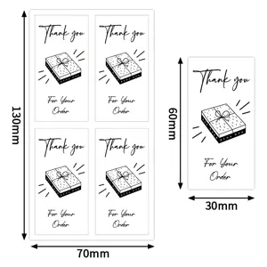 Minimalist Black And White Thank You Stickers For Gift Packaging Envelope Sealing Self Adhesive Paper Labels Decor