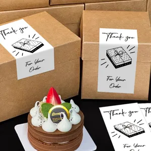 Rectangle thank you stickers for gift packaging, adhesive labels for orders, decorative box seals.