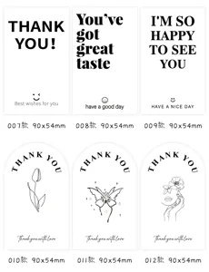 Minimalist thank you sealing stickers black and white packaging labels decorative express box 50pcs