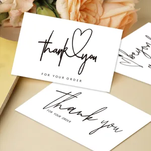 Minimalist white thank you cards for gift packaging, elegant minimalist greeting cards.