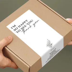 Simple floral thank you stickers rectangular sealing stickers for gift packaging decoration.