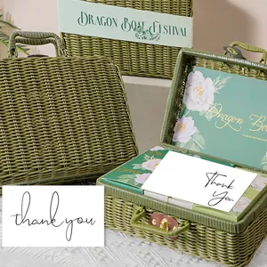 Wholesale white thank you greeting cards and gift packaging boxes set for holidays and events.