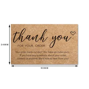 Kraft paper thank you cards for small business packaging and customer message notes 50pcs
