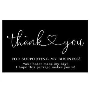 50pcs Black Thank You Cards for Small Business Packaging Bouquet Gift Wrapping Message Notes