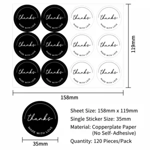 120 stuks zwart witte bedankt stickers ronde zegel etiketten bakverpakking decoratie