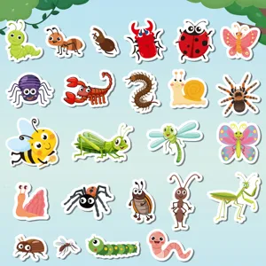 Cute Cartoon Insect Animal Stickers Scrapbook DIY Decorative Labels Kids Toy Decals Waterproof Sticker Pack