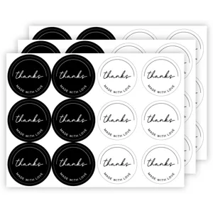 Black and white round thank you stickers for baking packaging sealing pack of 120pcs