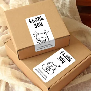 Cute cat thank you sealing stickers detail view, perfect for express packaging and gift boxes.
