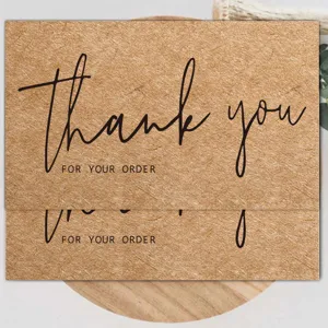 Kraft paper thank you cards for small business orders, elegant handmade blessing note stationery.
