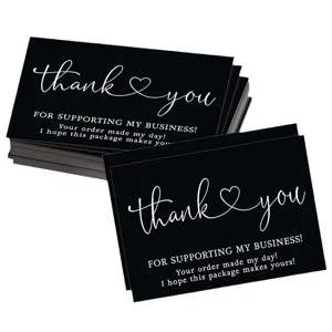 Black Thank You Cards For Business Gift Packaging Greeting Message Cards Small Business Supplies Assorted Styles