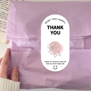 Pegatinas de agradecimiento ovaladas para envolver regalos, etiquetas adhesivas para sellar y decorar.