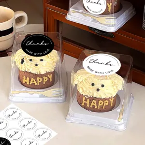 Round black white thank you stickers for bakery packaging gift box sealing and decoration