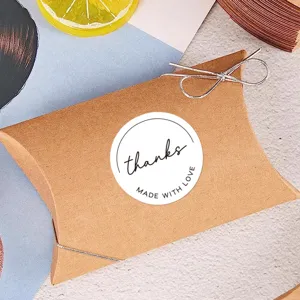Round thank you stickers with black text for baking package sealing and craft gift labels.