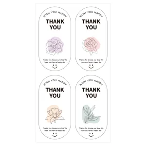 Pegatinas ovaladas de agradecimiento etiquetas adhesivas para decoración embalaje regalo.