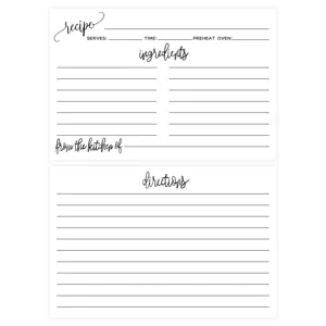 Carte di ricette minimaliste vuote stampabili cucina cibo formula scrittura cartoline 15x10cm