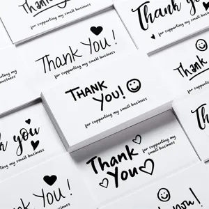 Weiße Dankeskarten für kleine Unternehmen, handbeschreibbare Grußkarten für Geschenkverpackungen.